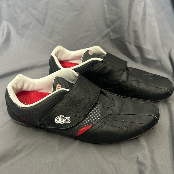 Lacoste Other - Lacoste Protect CRT low-top sneaker black red leather velcro closure Size 11.5
